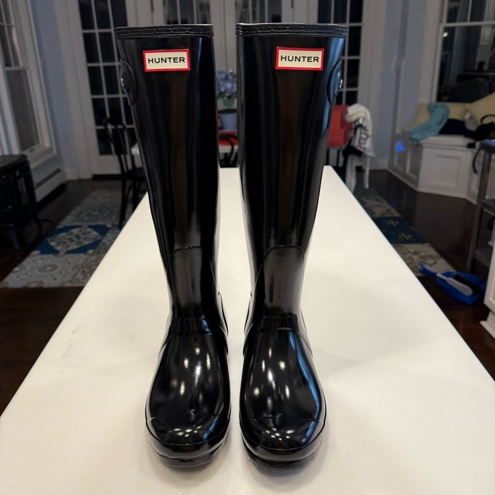 Hinter Original Tall Women’s Gloss Black Boots rainboots Size 9 NIB - Picture 3 of 10